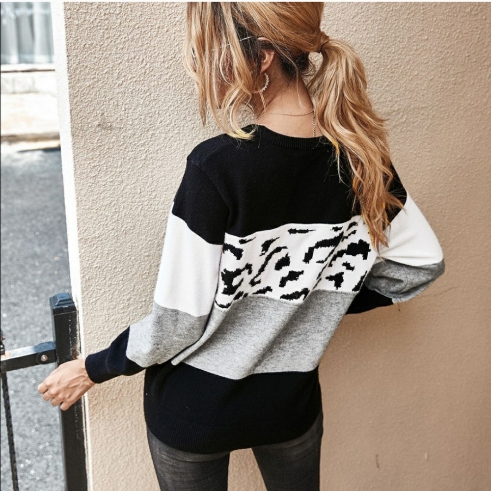 Black & Leopard Print Sweater - Picture 5 of 5